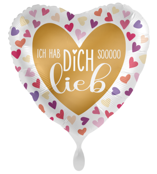 Folienballon - Ich hab dich so lieb, Herzen - ø 43cm